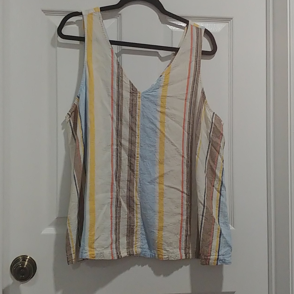 Linen Blend Striped Tank
